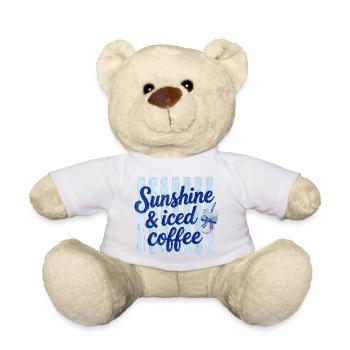 Sunshine & Iced Coffee on Blue Slats - Teddy Bear - white - Front