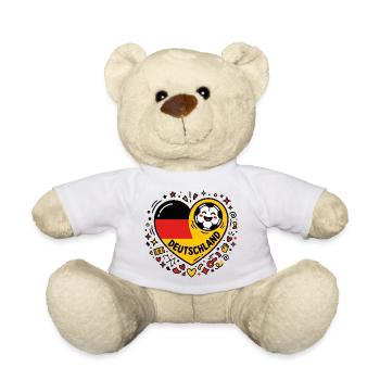 Gribouillis de cœur de football allemand - Nounours - blanc - Devant