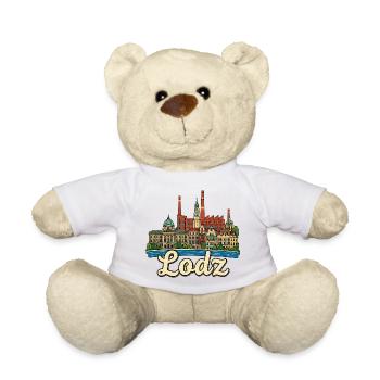 Lodz Poland Industrial Architecture Retro Sketch - Teddy Bear - white - Front
