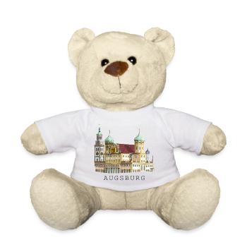 Augsburger Stadtsilhouette, Handzeichnung Rathaus - Teddy - Weiß - Vorne