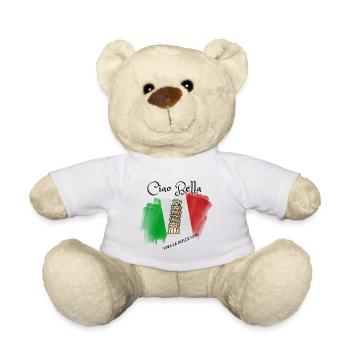 Leaning Tower on Italian Flag Brush - Teddy Bear - white - Front
