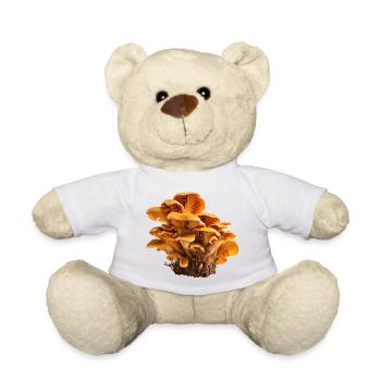 Chanterelles Orange Mushroom Colony Floral Pattern - Teddy Bear - white - Front