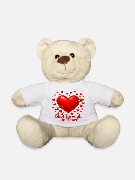 Herz mit Pfeil - Teddy - Weiß