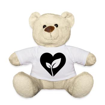 Gardener heart with plant - Teddy Bear - white - Front