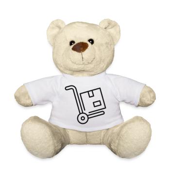Hand Truck Line Icon Moving Dolly Transport Symbol - Teddy Bear - white - Front