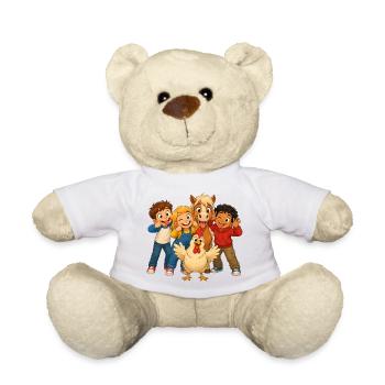 Kinder machen Grimassen mit lustigen Hoftieren - Teddy - Weiß - Vorne