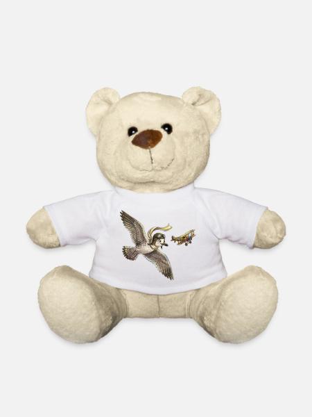 Pilote mouette au-dessus de l’avion - Nounours - blanc