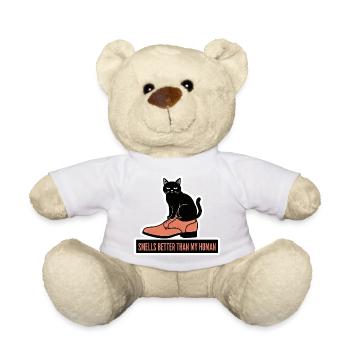 Lustige schwarze Katze im Schuh riecht besserer Humor - Teddy - Weiß - Vorne