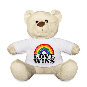 L’amour gagne Rainbow Vintage Déclaration Fierté Fans - Nounours - blanc - Devant