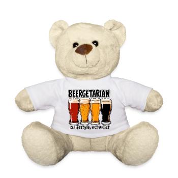Beergetarier - Lustiges Bier T-Shirt - Teddy - Weiß - Vorne