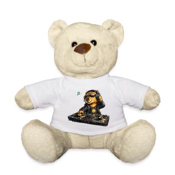 Sweet capybara as a DJ in comic style - Teddy Bear - white - Front