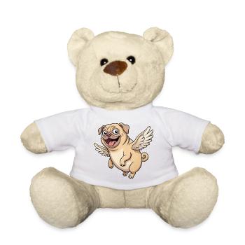 Lustiger Mops Engel mit Flügeln Cartoon - Teddy - Weiß - Vorne