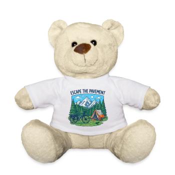 Escape the Pavement Bike Camping Vector - Teddy Bear - white - Front