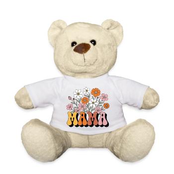 Mom Retro Floral Groovy - Teddy Bear - white - Front