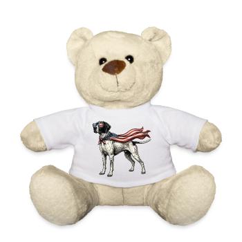 Patriotic English Pointer - Pointer Dad Bird Dog - Teddy Bear - white - Front