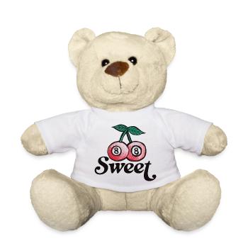 Sweet Cherry Duo Graphic on Apparel - Teddy Bear - white - Front
