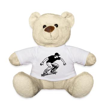 Skateboarding Boy - Teddy Bear - white - Front
