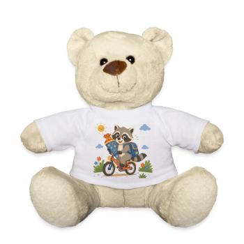 Raccoon va à l’école à vélo - Nounours - blanc - Devant