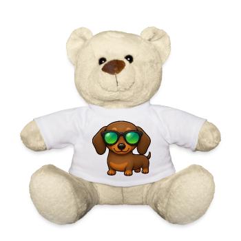 Dackel Hund mit Sonnenbrille Sommer Cartoon - Teddy - Weiß - Vorne