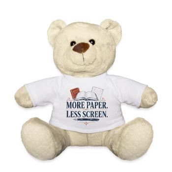 More Paper Less Screen - Teddy Bear - white - Front