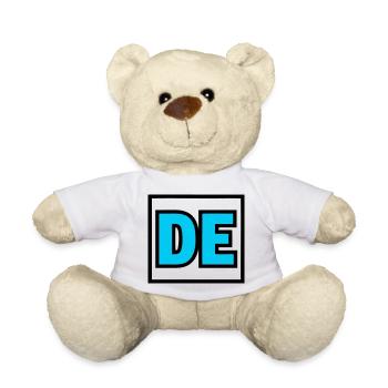 DE Initials Letters Logo - Teddy Bear - white - Front
