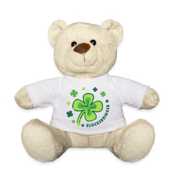 Glücksbringer – Kleeblatt - Mutmacher - Teddy - Weiß - Vorne