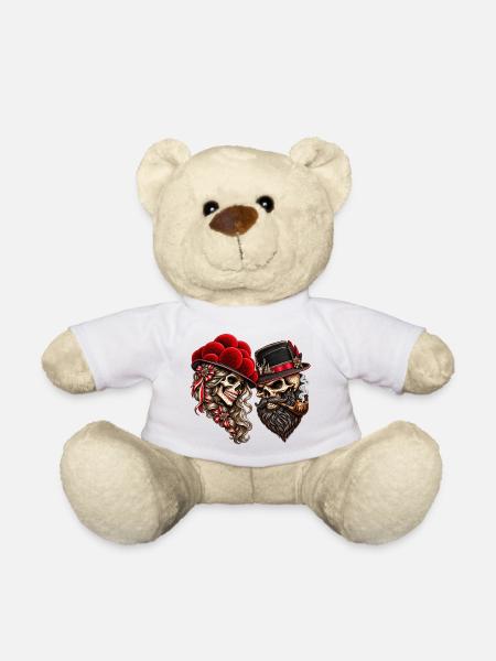 Schwarzwald Liebe – Totenkopf Paar - Teddy - Weiß