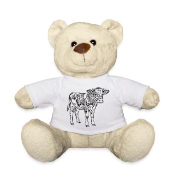 Kuh Kalb Geschenk Bauern Landwirte  - Teddy - Weiß - Vorne