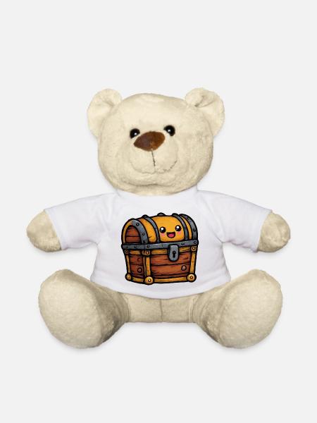 Kuschelige Schatztruhe mit Lächeln - Teddy - Weiß