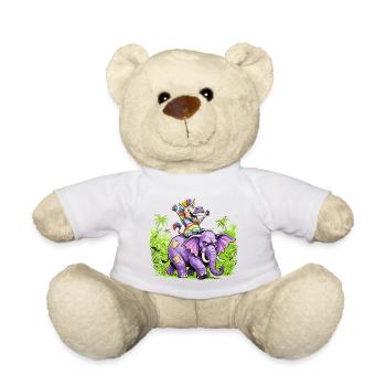 Regenbogen Zebra-Einhorn auf Lila Elefantenritt - Teddy - Weiß - Vorne