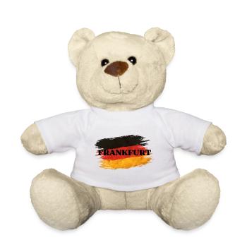 Frankfurt mit Deutsche Flagge - Teddy - Weiß - Vorne
