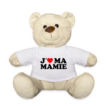 J'aime Ma Mamie Cadeau Grand-mère Coeur Rouge - Nounours - blanc - Devant