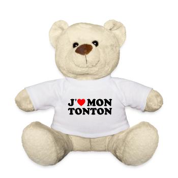 J'aime Mon Tonton Cadeau Oncle Coeur Rouge - Nounours - blanc - Devant