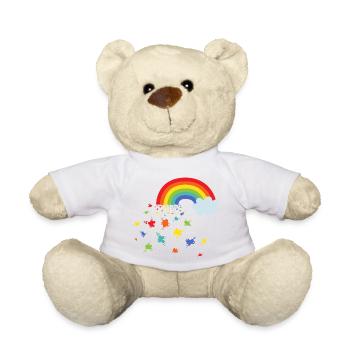 Arc-en-ciel et taches de couleur - Nounours - blanc - Devant