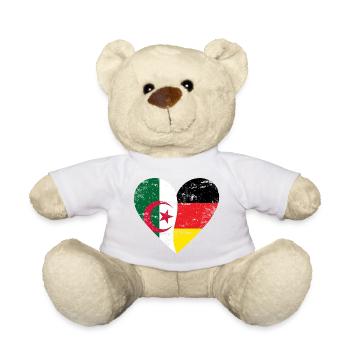 Algérie Allemagne Drapeau Coeur - Nounours - blanc - Devant