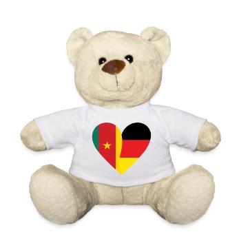 Cameroon Germany Heart - Teddy - Weiß - Vorne