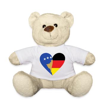 Kosovo Germany Heart - Teddy Bear - white - Front
