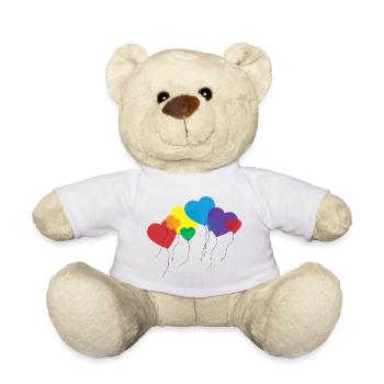balloon hearts rainbow - Teddy Bear - white - Front