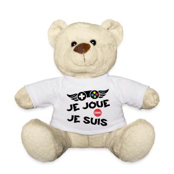 Gamer - Geek - Je Joue Donc Je Suis - Nounours - blanc - Devant