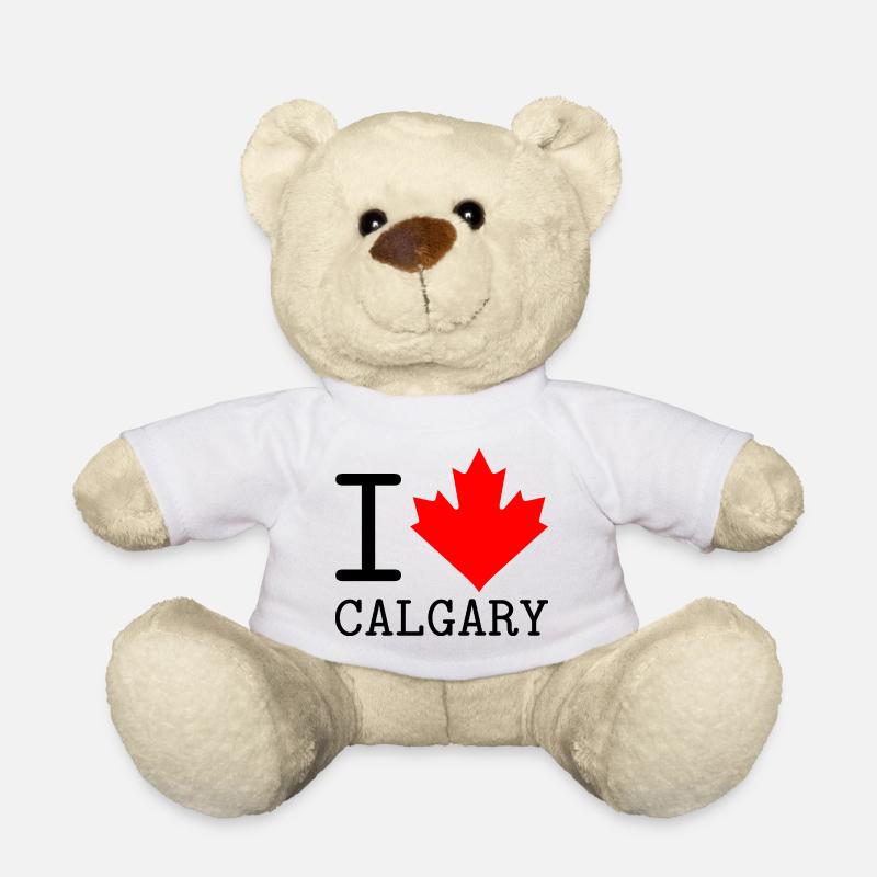 I Love Calgary, Alberta Canada Maple Leaf - Teddy Bear - white