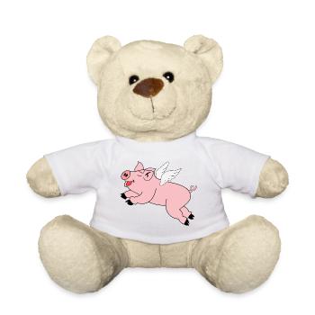 Porc cadeau volant - Nounours - blanc - Devant