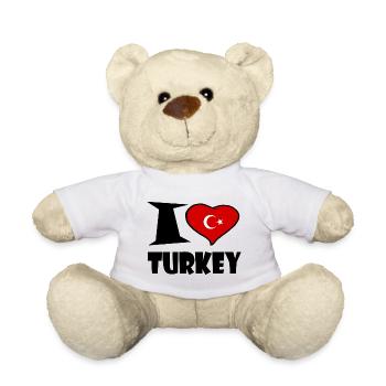 Turquie - J'aime le drapeau de la Turquie - Nounours - blanc - Devant