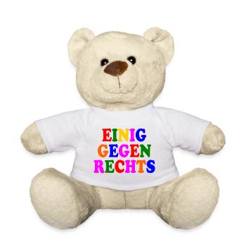Einig gegen rechts - Teddy - Weiß - Vorne
