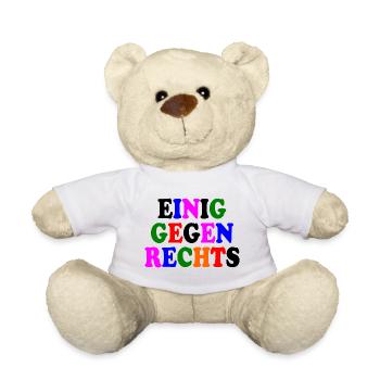 Einig gegen rechts - Teddy - Weiß - Vorne