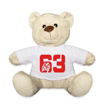 63 Motorcycle Biker Moto No. 63 - Teddy Bear - white - Front