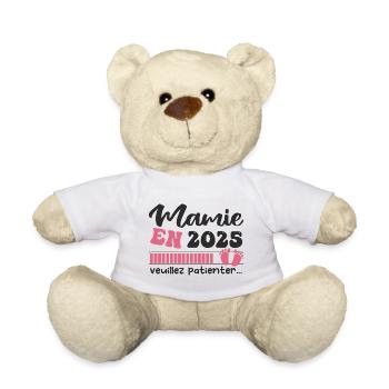 Mamie en 2025 | Cadeau future mamie 2025 Cadeau - Nounours - blanc - Devant