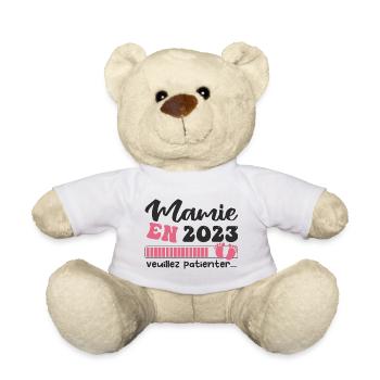 Mamie en 2023 | Cadeau future mamie 2023 Cadeau - Nounours - blanc - Devant