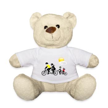 Famille à vélo - Nounours - blanc - Devant
