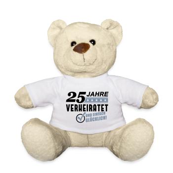 25 Jahre verheiratet (Schriftzug) - Teddy - Weiß - Vorne