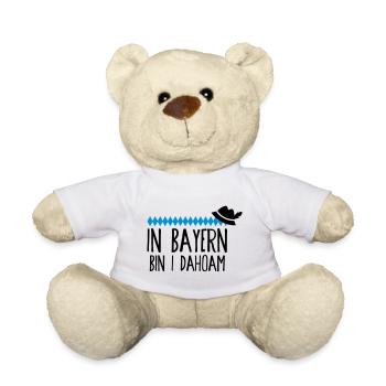 IN BAYERN BIN I DAHOAM, MIT HUT UND FEDER - Teddy - Weiß - Vorne